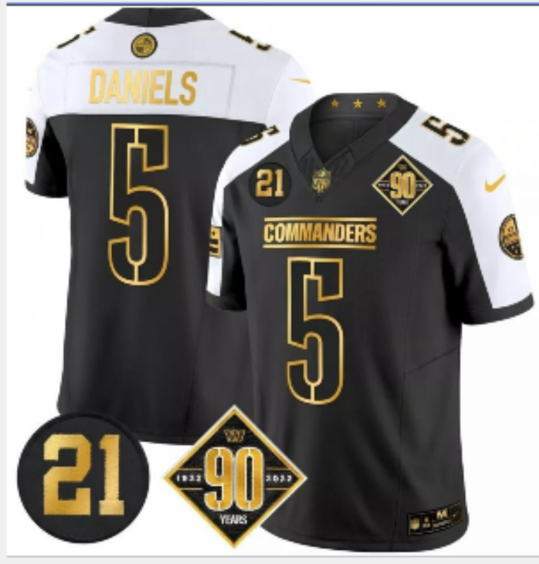 Men Washington Commanders #5 Daniels black  Nike NFL 2025 jersey 005->washington commanders->NFL Jersey